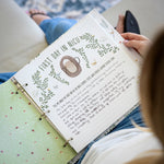 Sunrise to Sunrise NICU memory book First Day in NICU page with handwritten entries and botanical wreath design